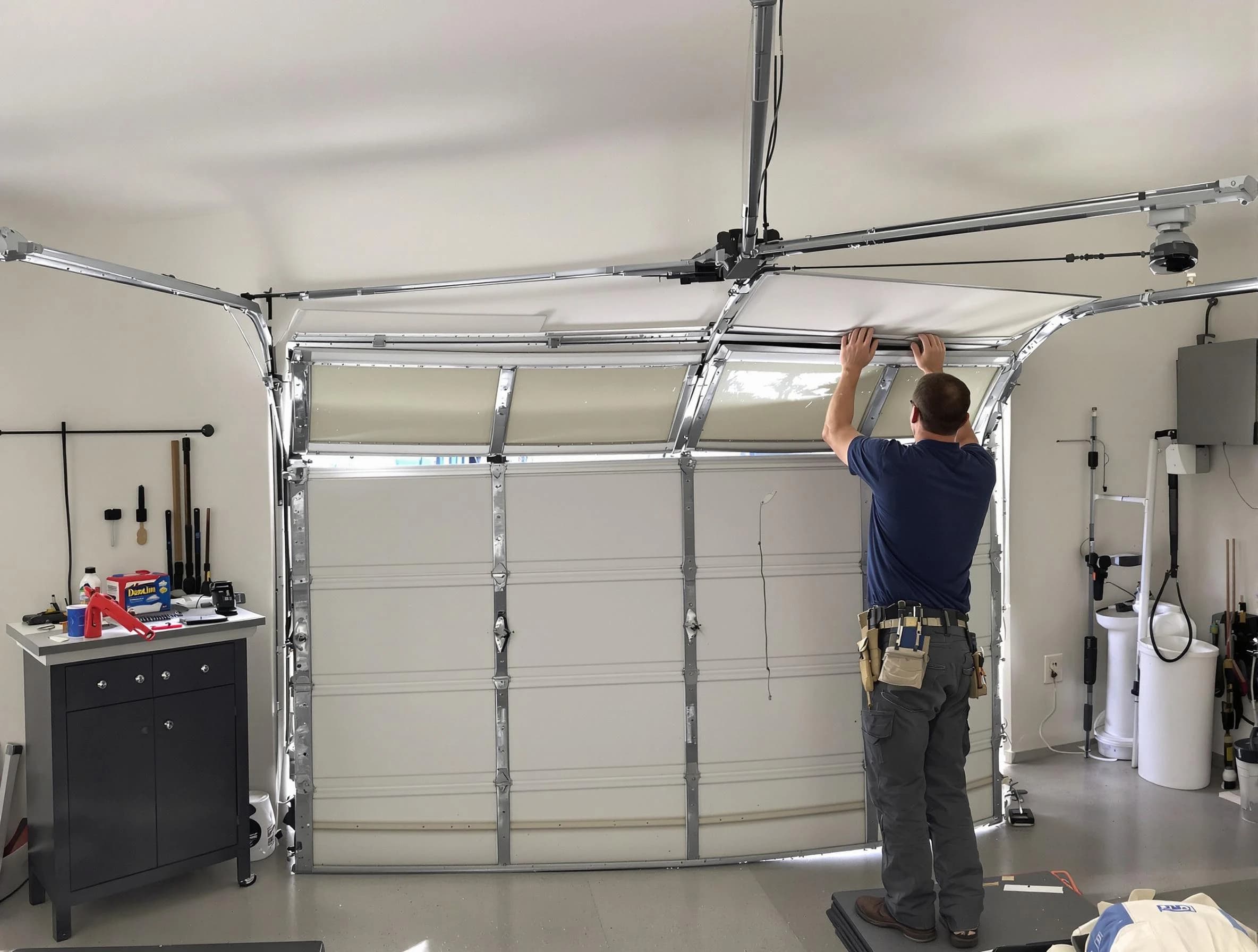 Woodbridge Garage Door Repair specialist performing precise section replacement on Woodbridge garage door