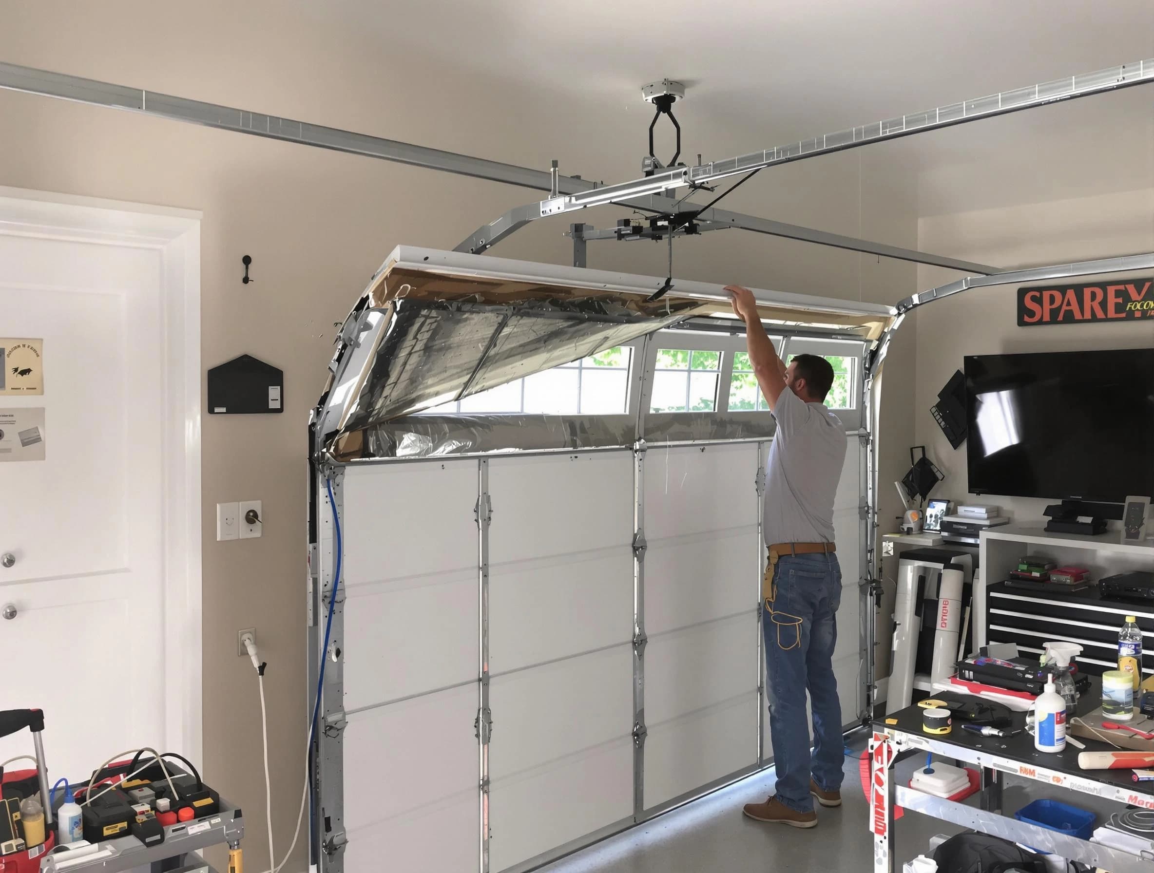 Garage door section replacement by Woodbridge Garage Door Repair in Woodbridge