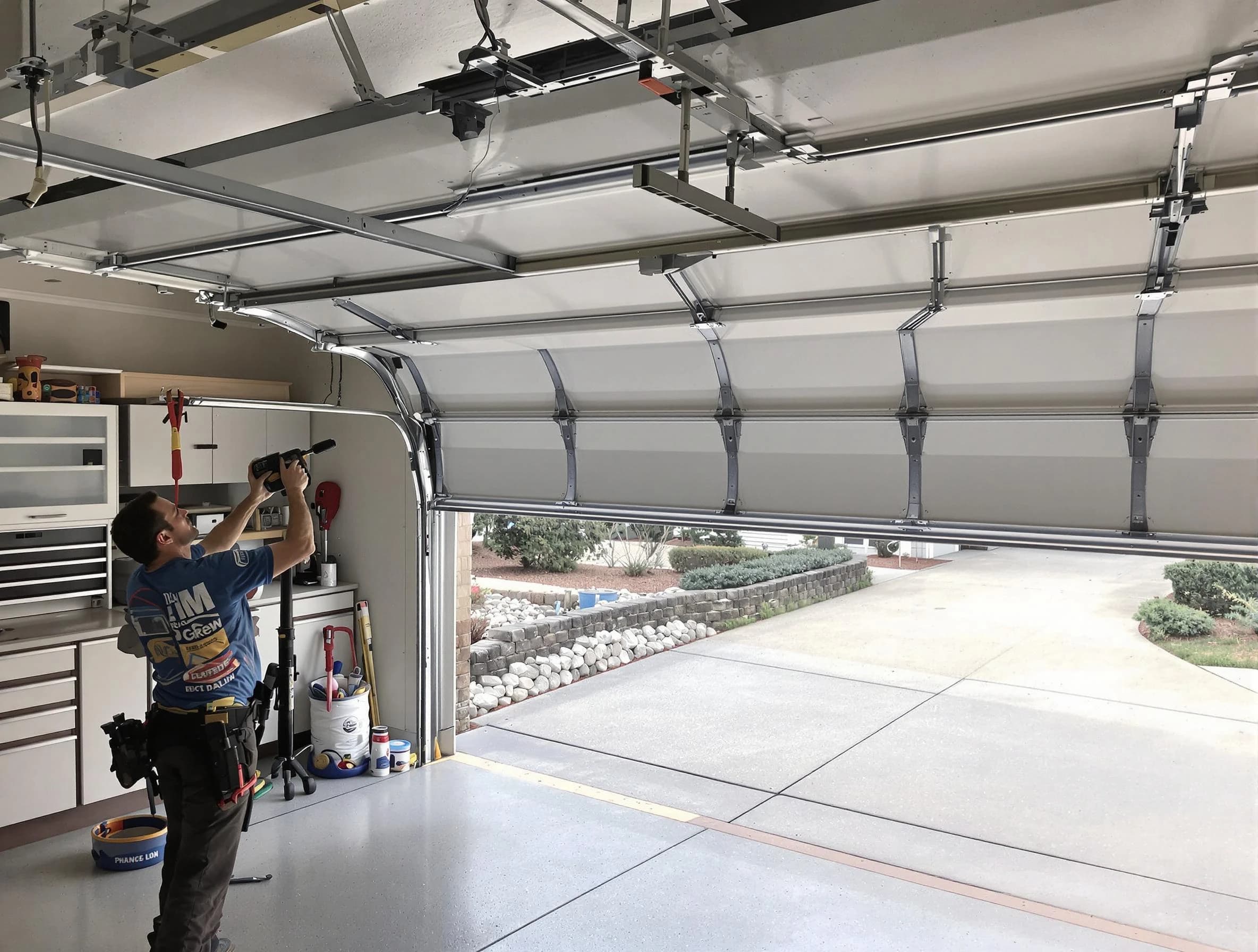 Garage door track repair service by Woodbridge Garage Door Repair in Woodbridge