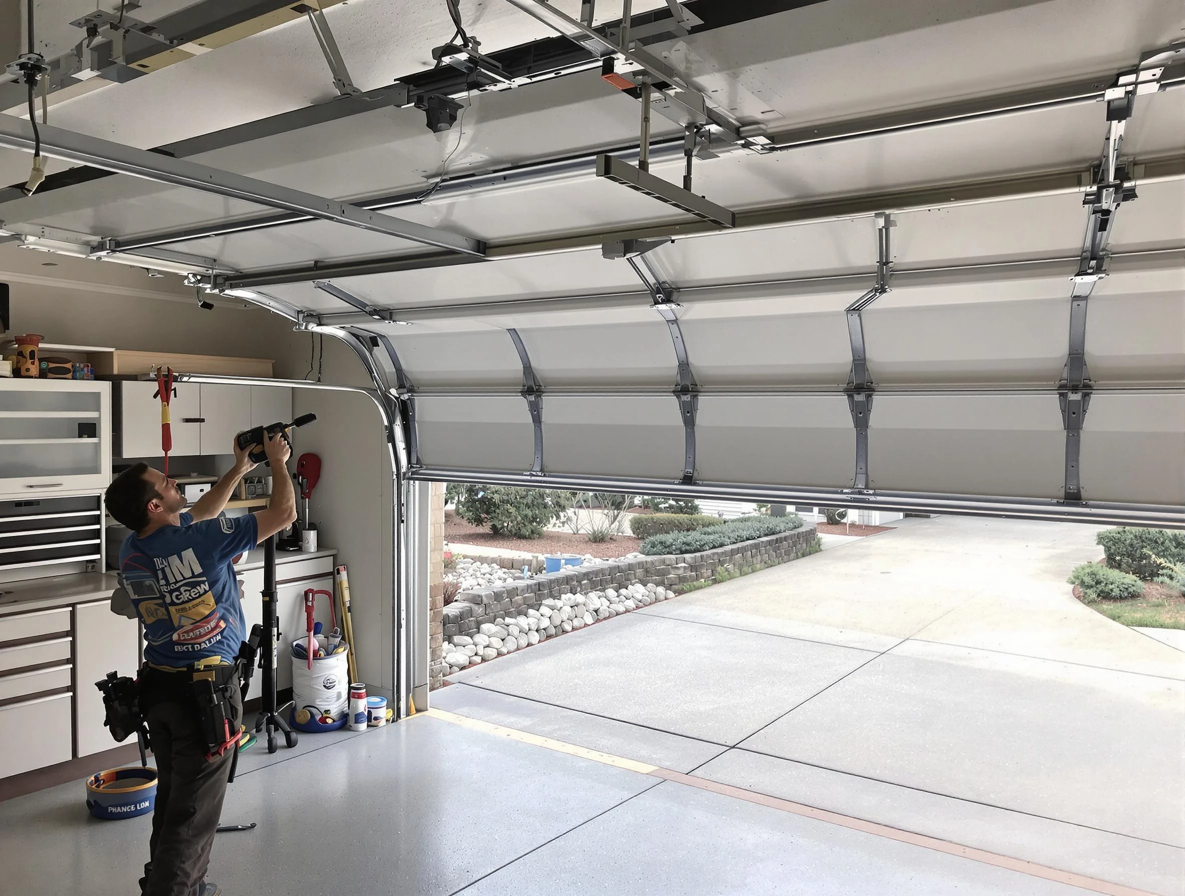 Garage door track repair service by Woodbridge Garage Door Repair in Woodbridge